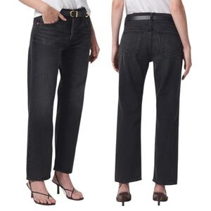 Citizens of Humanity Neve Relaxed Straight Black Jeans Sz 33 Obsidian NWT NEW